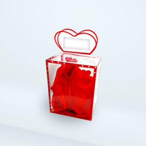 CAJA PLEGABLE TRANSPARENTE CORAZONES