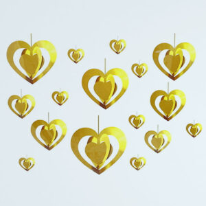 DECO COLGANTE CORAZON ORO (16 U)